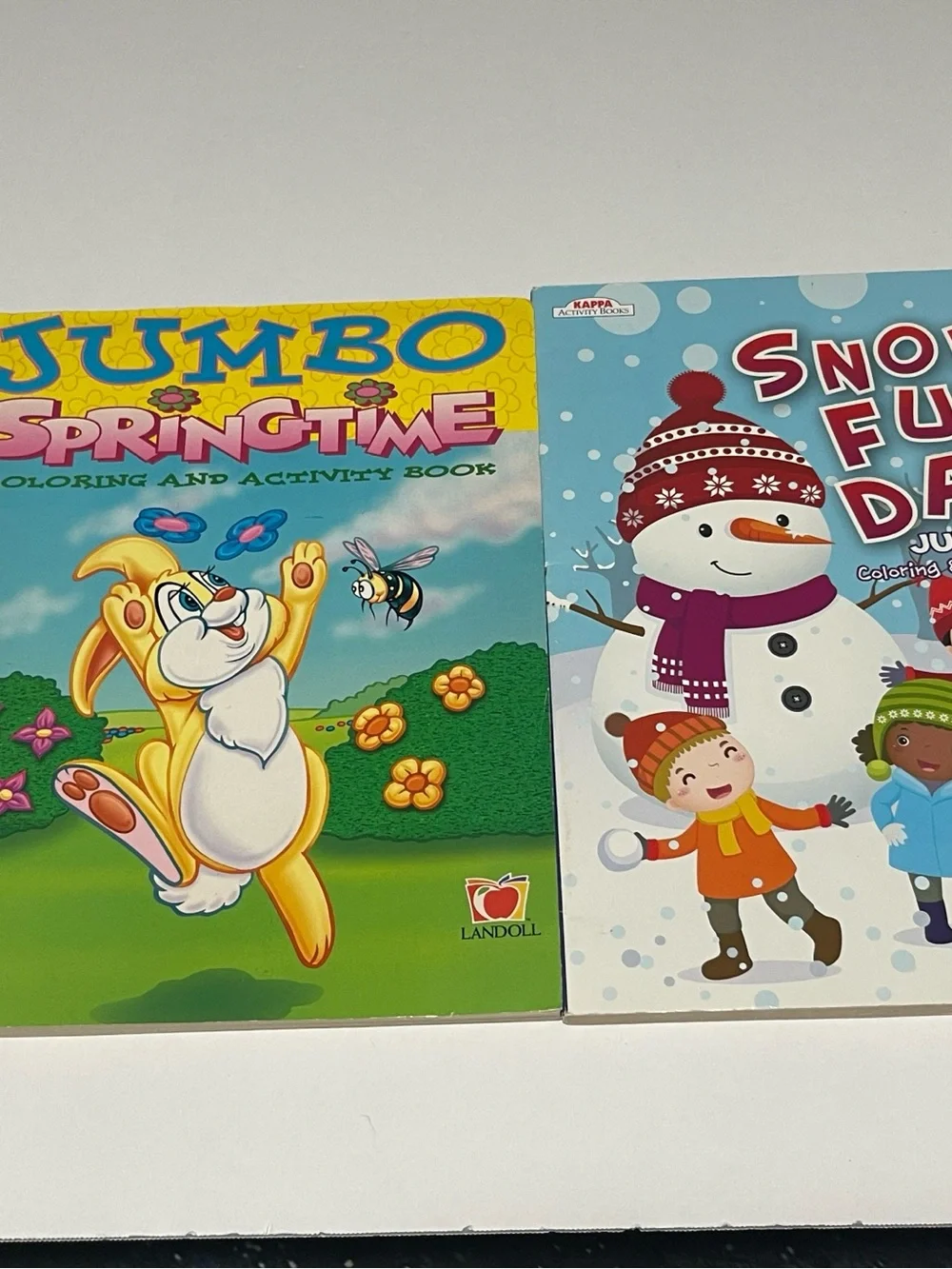 Vintage 2001 Landoll Springtime & 2017 Kappa Winter Snowy Fun Day Jumbo Coloring